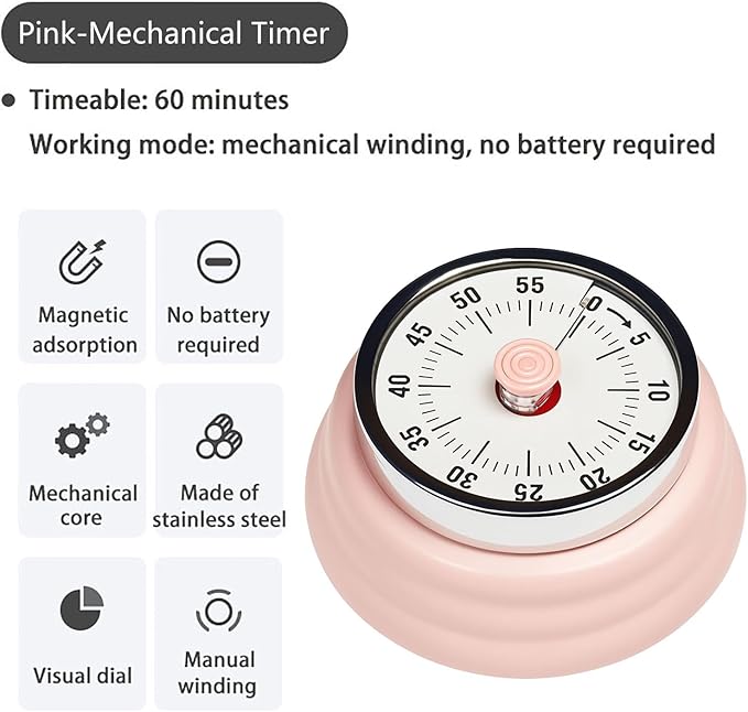 Elegant Stainless Steel Vintage Kitchen Timer - Image 2