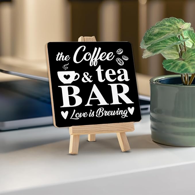 Coffee Bar Decor, Coffee Tea Bar Wood Sign - Image 4