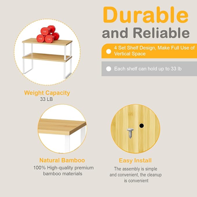 OGEMXU Cabinet Shelf Organizers, 15.7 inches Large Kitchen Counter Shelf - Image 5