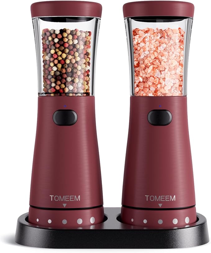 Electric Salt and Pepper Grinder Set by Tomeem