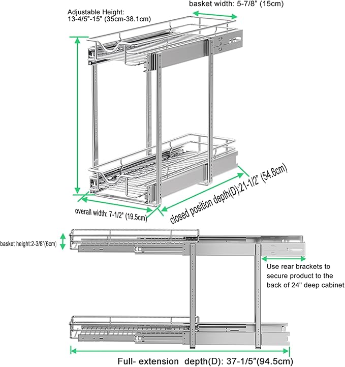 DINDON Pull Out Cabinet Organizer, Cabinet Pull Out Shelves, 2 Tier Pull Out - Image 5