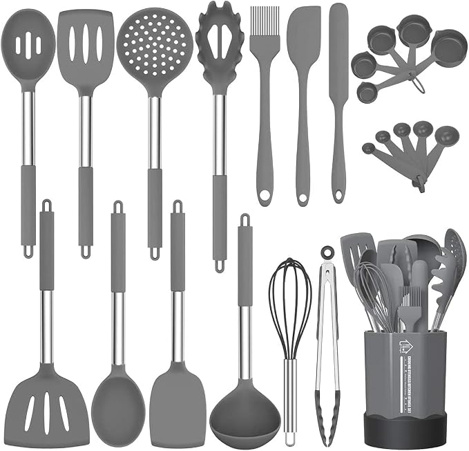 Silicone Cooking Utensil Set, Fungun Non-stick Kitchen Utensil 24 Pcs Cooking by Home