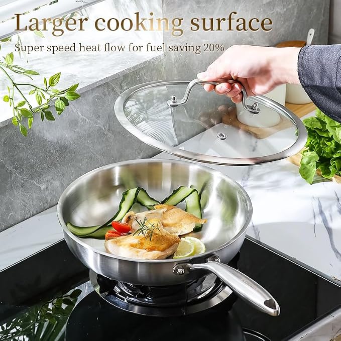 DELARLO Tri-ply Stainless Steel Frying Pan Set - Image 5