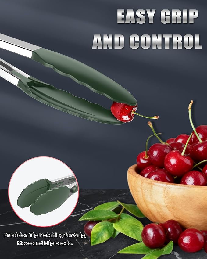 600ºF Heat Resistant Kitchen Tongs, Premium Locking Cooking Tongs - Image 6