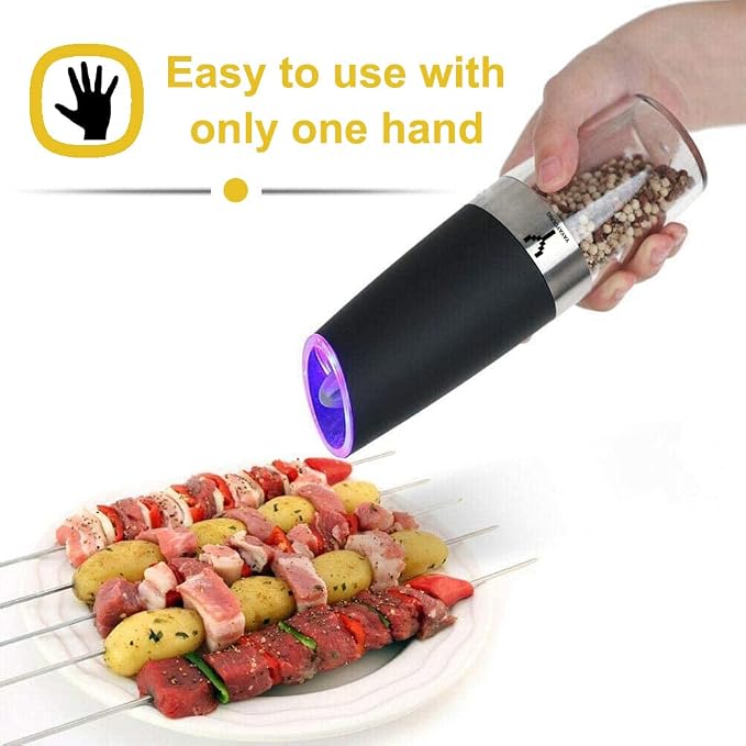 Gravity Electric Grinder set of 2, Automatic Pepper and Salt Mill Grinder - Image 5
