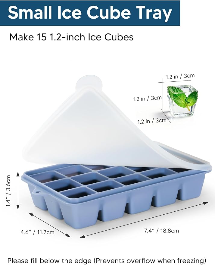 Silicone Ice Cube Trays with Lid, 2 Pack 30 Cubes, Easy Release Silicone Cube - Image 2