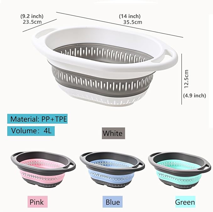 2-Pack Collapsible Silicone Colander Strainer, Foldable Kitchen Sink Basket - Image 4