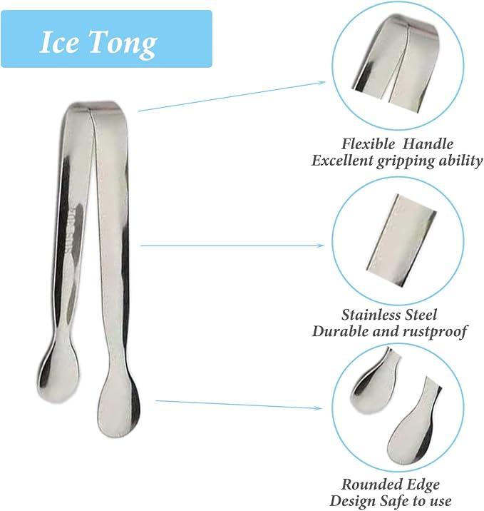 6PCS Ice Tongs Mini Sugar Tongs 4.25Inch Stainless Steel Kitchen Utensils Set - Image 3