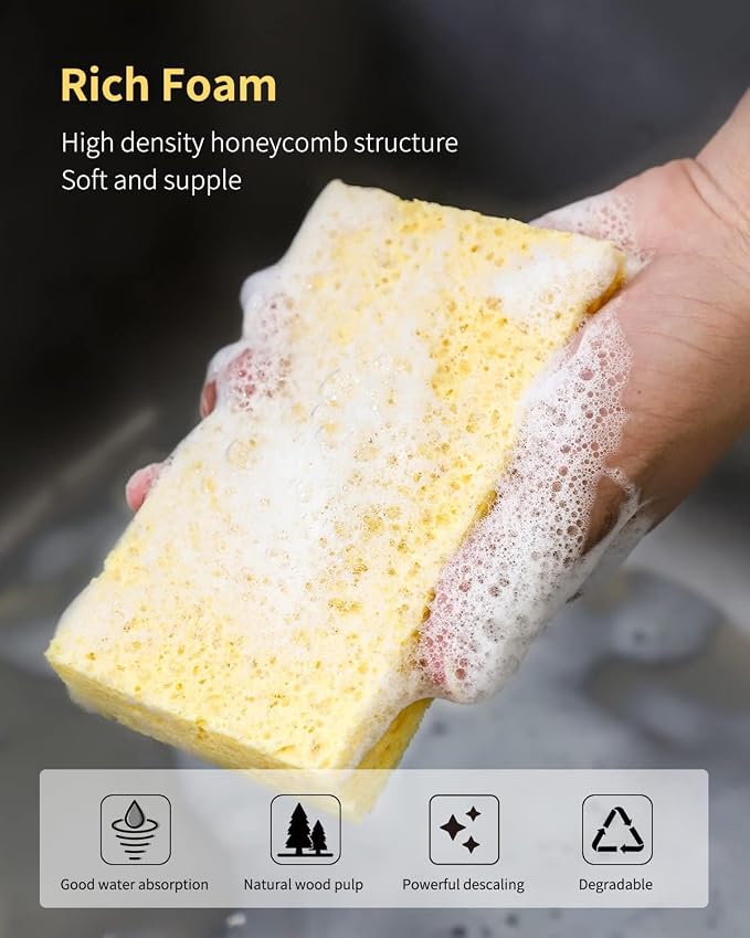 Cellulose Sponges, Heavy Duty Scrub Kitchen Sponge, Clean Tough Messes Without - Image 8