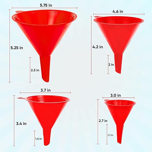 Funnel for Kitchen Use – Red Set in 4 Sizes | Durable, Non-Toxic Food Grade - Image 2