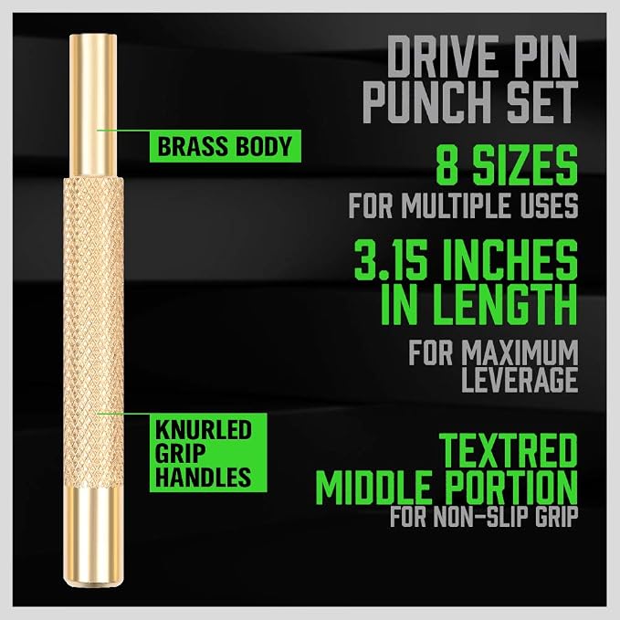 SWANLAKE 8-Piece Brass Punch Set, Removing Repair Tool1/8" - Image 6