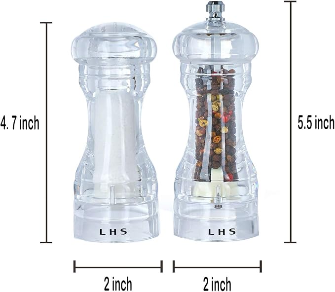 LHS Pepper Mill and Salt Shaker Set of 2 Salt and Pepper Mill Shaker - Image 4