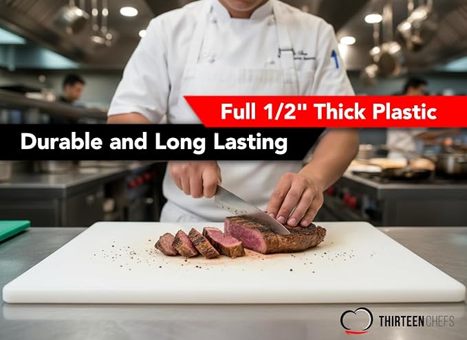 Commercial Grade Plastic Cutting Board 18 x 12 x 1/2 Thick High Density White - Image 5