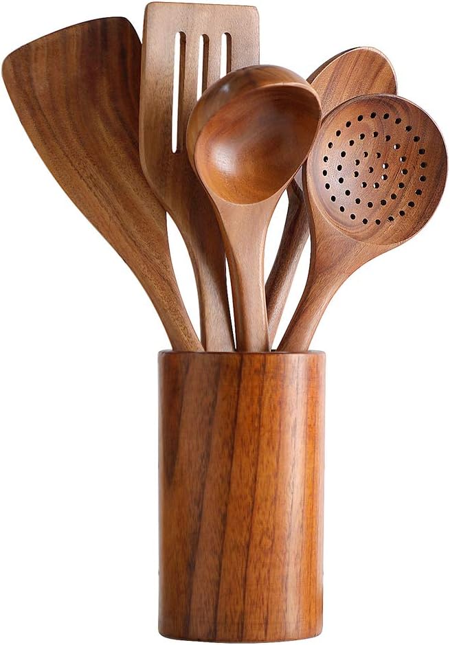6Pcs Wooden Spoons for Cooking, Wood Kitchen Utensil Set - Image 8