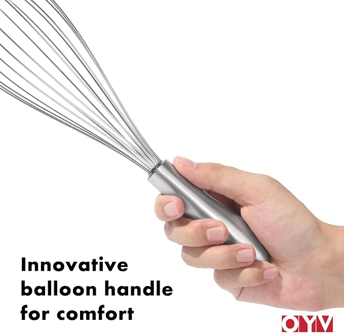 OYV 12" Whisk for Cooking, Ergonomic Handle, Dishwasher Safe 18/10 Stainless - Image 4
