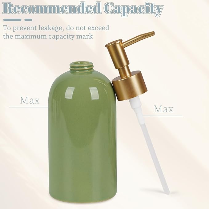 Natheeph 14OZ Ceramic Soap Dispenser Ceramic Soap Pump Dispenser Can Fill Liquid - Image 5