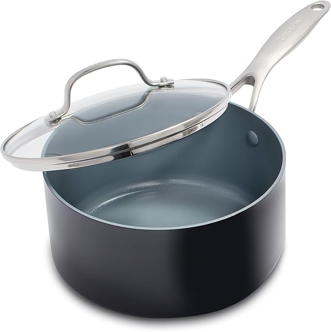 GreenPan Valencia Pro Hard Anodized Healthy Ceramic Nonstick 2QT Saucepan Pot by GreenPan