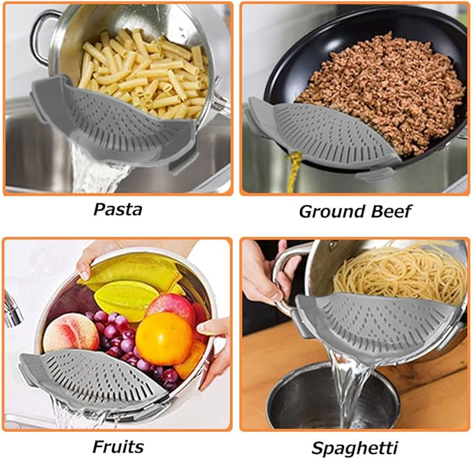 YEVIOR Clip on Strainer for All Pots Pan, Silicone Pasta Strainer Kitchen - Image 6