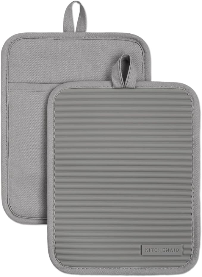 KitchenAid Ribbed Soft Silicone Pot Holder 2-Pack Set by KitchenAid