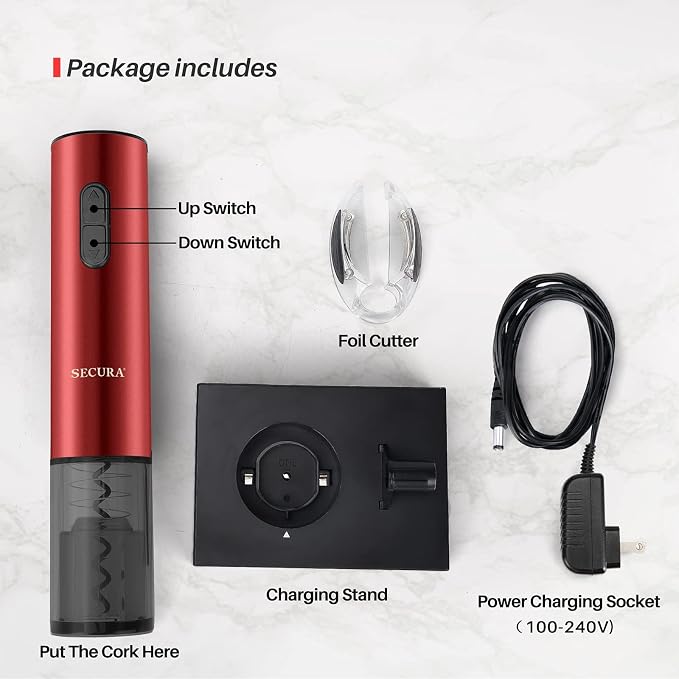 Secura Electric Wine Opener, Automatic Electric Wine Bottle Corkscrew Opener - Image 7