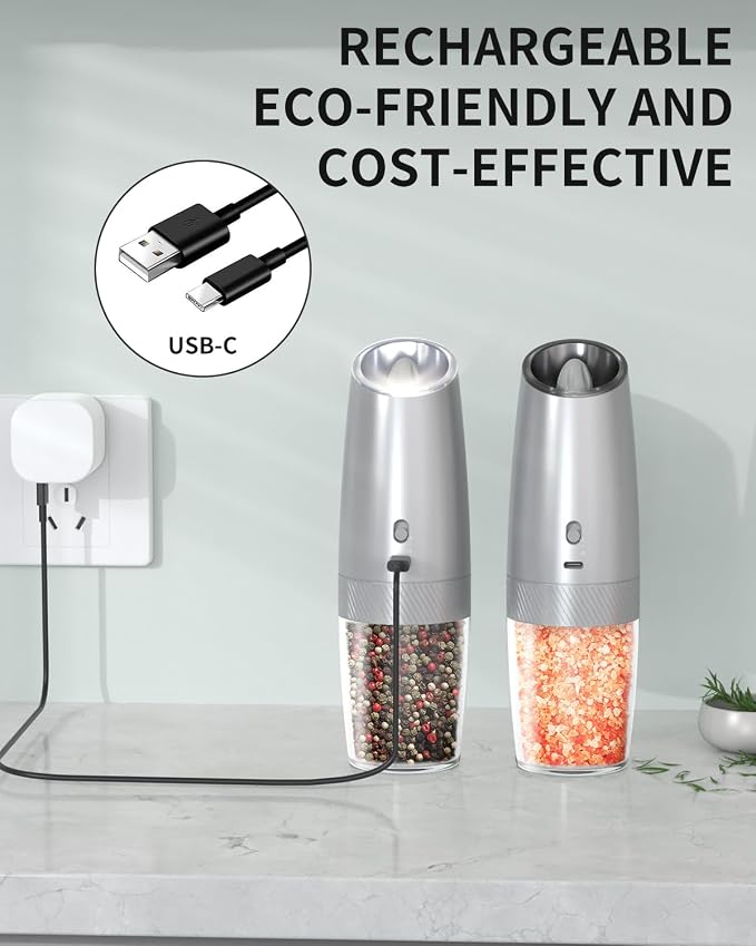 CIRCLE JOY Gravity Electric Salt and Pepper Grinder Set - Image 3