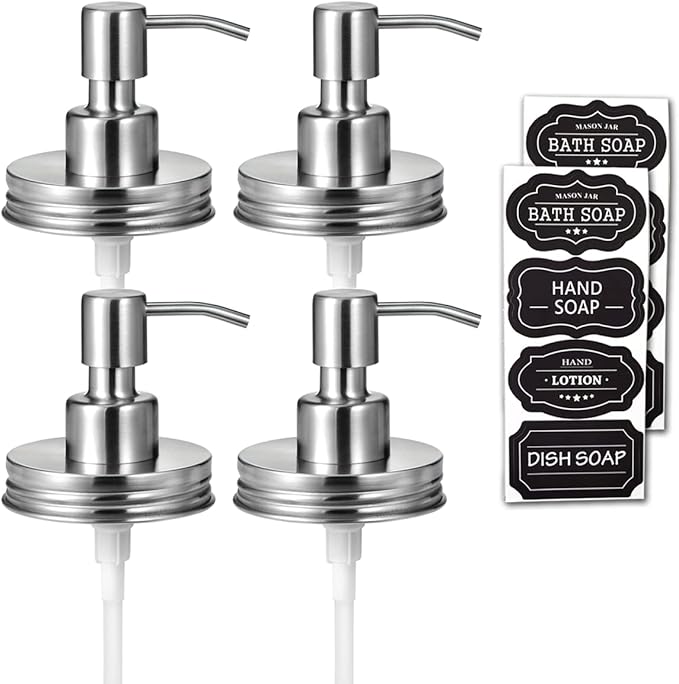 Amolliar Mason Jar Liquid Soap Dispenser Lid, Stainless Steel Pump by Amolliar
