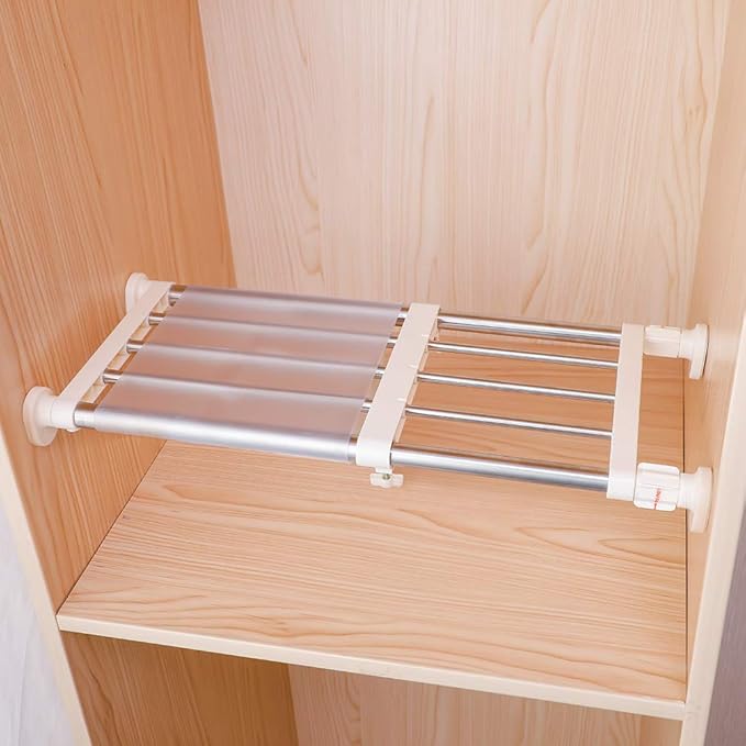 Hershii Closet Tension Shelf & Rod Expandable, Adjustable Storage Rack Metal by FineLivingStartingwithaHome