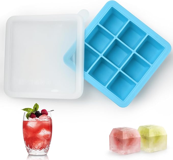Silicone Ice Cube Trays with Lid, 9x1.3 inch, Small Ice Cube Trays by Aibirui