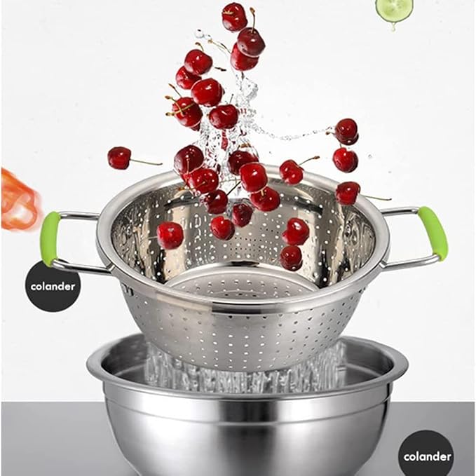 Stainless Steel Deep Colander Micro-perforated 2.5 Quart Metal Food Strainer - Image 4