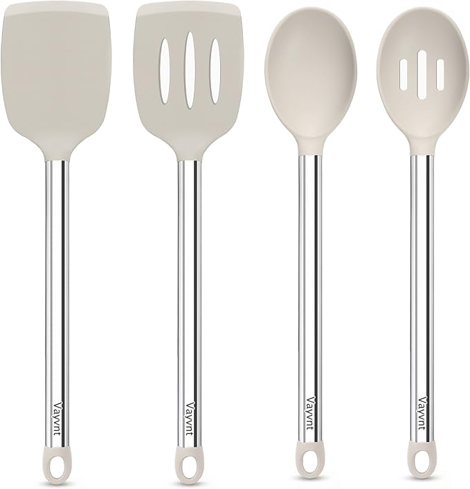 Vayvnt 4 Pieces Silicone Kitchen Spatula Utensils Set, Silicone Cooking Utensils by Vayvnt