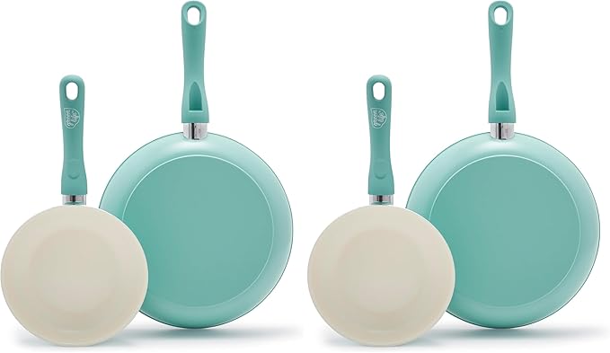 GreenLife Non Stick Fry Pan Set 7" & 10", Non-Toxic PFAS-Free Ceramic Skillet by GreenLife