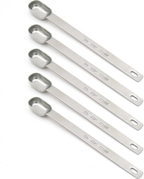 5PCS 1/2tsp Single Measuring Spoon, Stainless Steel Long Handle Individual by BERYLER