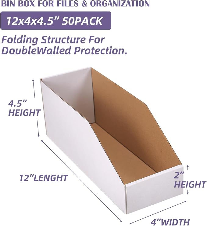 EXYGLO Cardboard Storage Bins 50 Pack, Corrugated Organizer Bins - Image 2