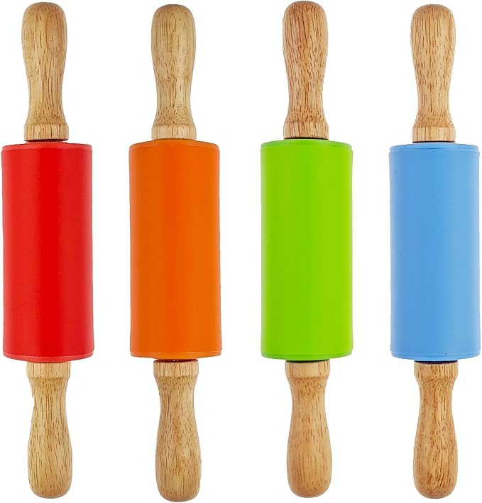 4 Pack Small Rolling Pin for Kids, Kids Rolling Pin for Home Kitchen by Miokun