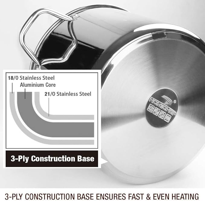 HOMICHEF Stock Pot 6 Quart Nickel Free Stainless Steel - 6 Qt Soup Pot - Small - Image 5