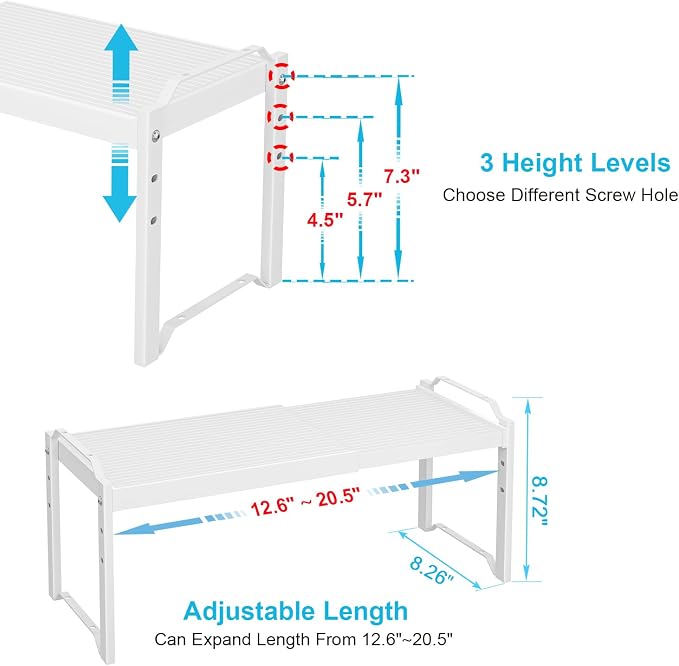 X-cosrack 2 Pack Expandable Kitchen Cabinet Shelf Organizer, Stackable - Image 2