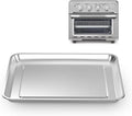 Half Baking Sheet Pan, 12.4"x11" Stainless Steel Air Fryer Tray Replacement by COWHERDING