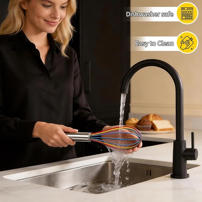 Silicone Whisk Set, Stainless Steel Handle Whisk 8" 10" 12" Rubber Whisks - Image 8