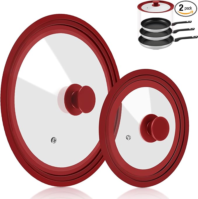 Universal Lid for Pots Pans and Skillets, 2 Pack Pan Cover fit 7", Silicone by KOMOKERU
