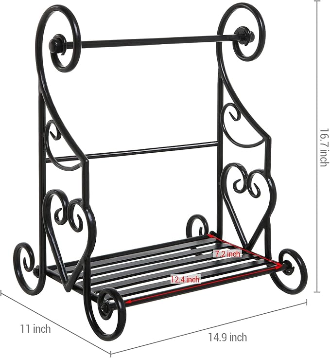 MyGift Gothic Paper Towel Holder Heart Scroll Metal Paper Towel Holder Stand - Image 3