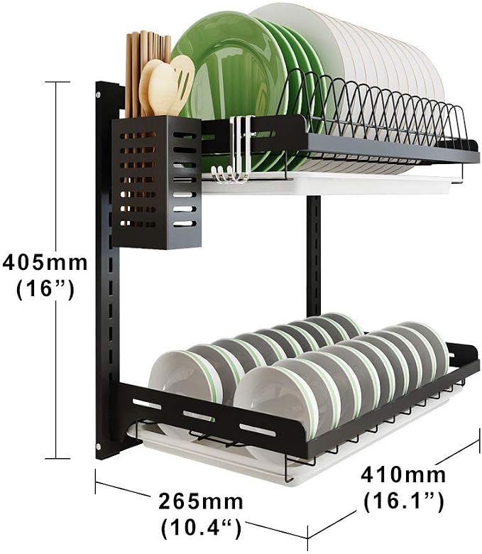 junyuan Kitchen Dish Rack, Hanging Dish Drying Rack Organizer Storage Shelf - Image 6