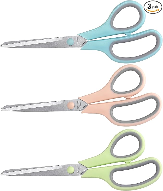 Scissors 8.5 Inch scissors all purpose Bulk Set of 3, Scissors by LONGKEY