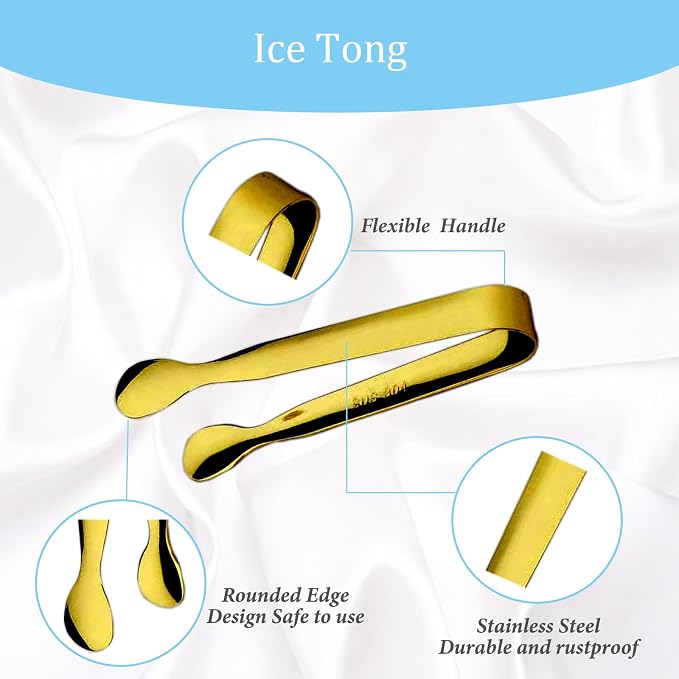 15PCS Mini Tongs for Serving, Metal Tong Stainless Steel Gold Tongs, 4.25Inch - Image 3
