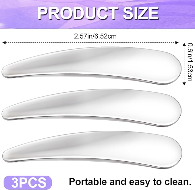 Pndeyo 3pcs Mini Stainless Steel Makeup Spatula, Reusable Cosmetic Cream - Image 2