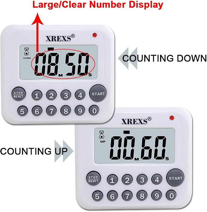 XREXS Digital Kitchen Timer Magnetic Countdown Up Cooking Timer Clock - Image 2