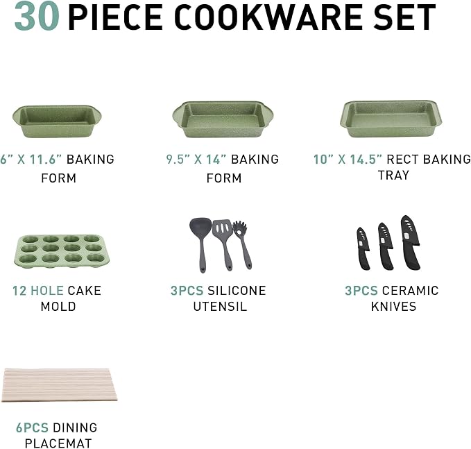 MAISON ARTS Pots and Pans Set Non Stick, 30 Piece Kitchen Cookware & Bakeware - Image 6