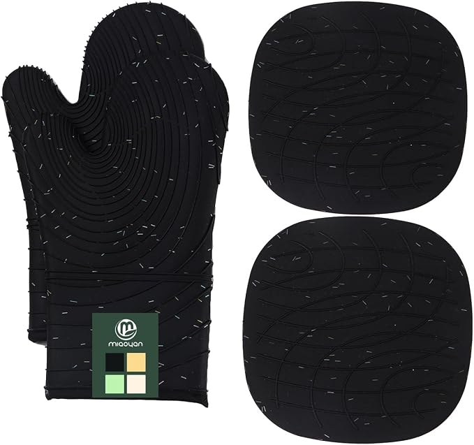 4 Pieces Oven and Pot Holders Mitts of Macaron Color Thickened Non-Slip by M+MIAOYAN