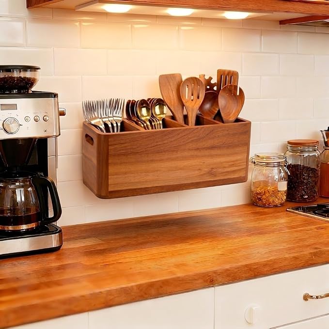 Wooden Kitchen Utensil Holder for Countertop - Image 3