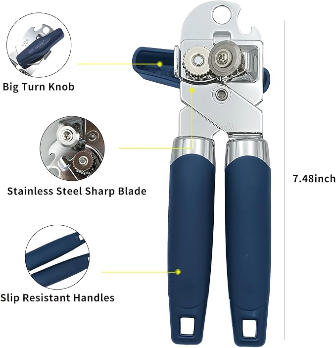 Safring Can Opener Manual, Handheld Strong Heavy Duty Stainless Steel Can Opener - Image 3