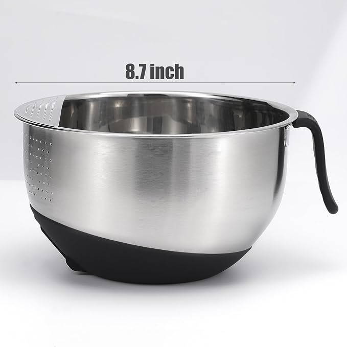 Rice Washer Strainer Bowl Quinoa Washing Bowl whit Handle Stainless Steel - Image 3